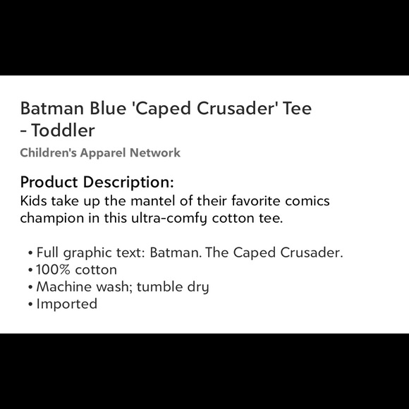 Batman Blue ‘Caped Crusader’ Tee - Picture 2 of 2